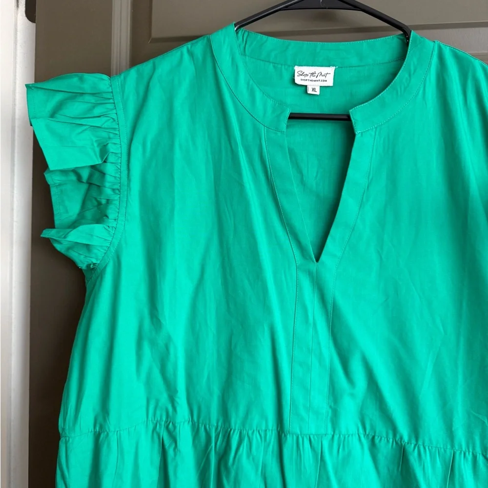 Shop the Mint Ruffle Sleeve Dress - Picture 3 of 4